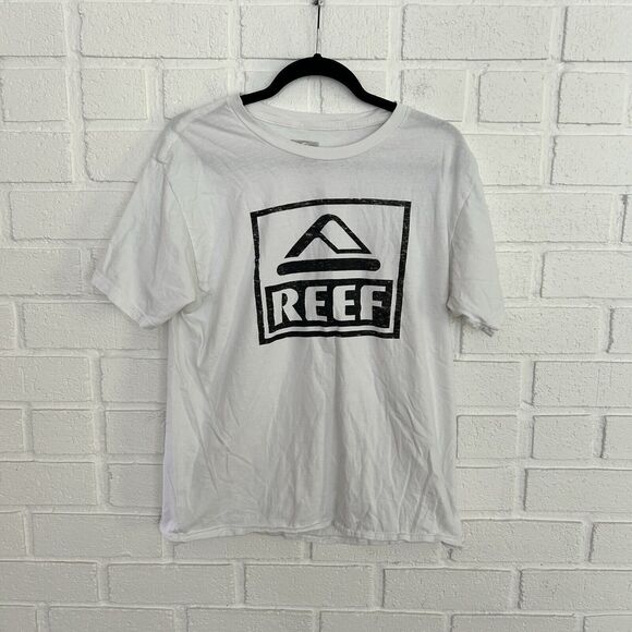 Reef T Shirt Mens Large White Surf Skate Crew Neck Short Sleeve - Picture 1 of 5